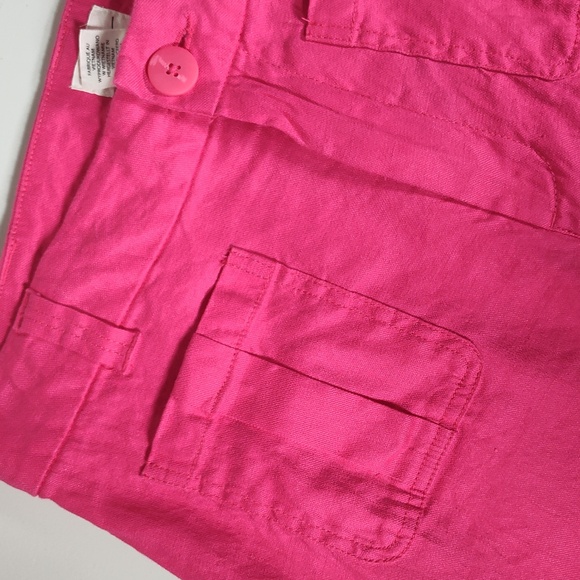 Nicole Miller pink linen blend high waist wide leg pants 10 - Picture 3 of 7